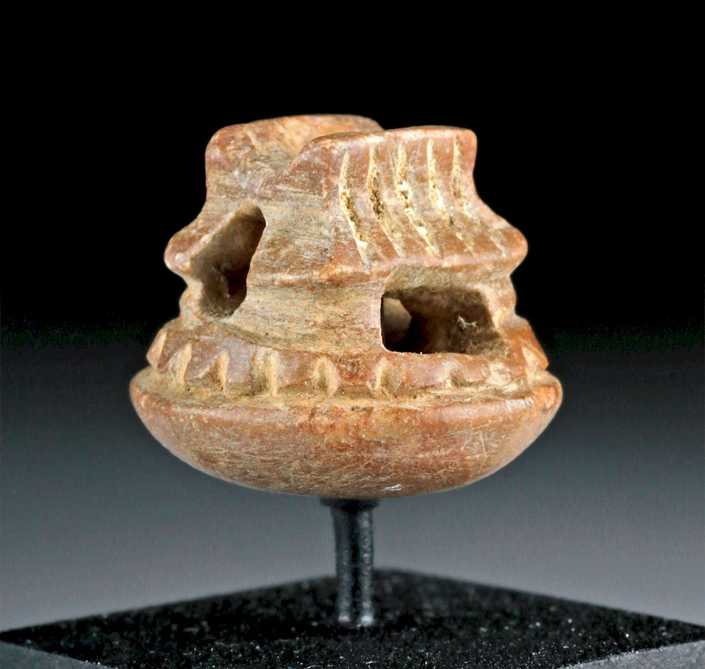 Appraisal: Chavin Miniature Stone Bead of Temple Structure Pre-Columbian North Coast