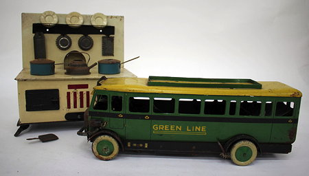 Appraisal: AN OLD TIN TOY 'GREEN LINE' CLOCKWORK BUS cm long