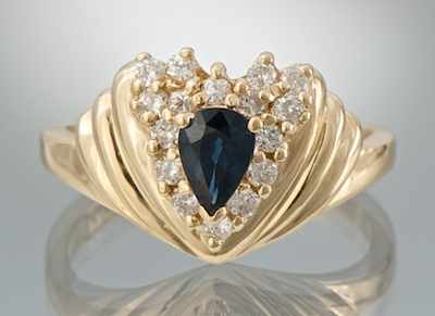 Appraisal: A Ladies' Diamond and Sapphire Ring k yellow gold ring