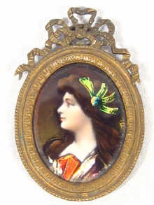 Appraisal: A fine oval enamel miniature by Limoges mounted in a