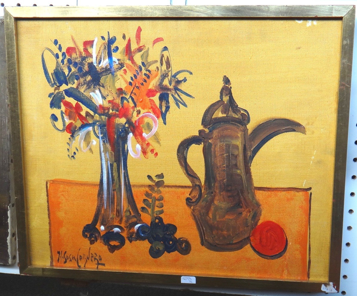 Appraisal: Horacio Cordero b Still life oil on canvas signed cm