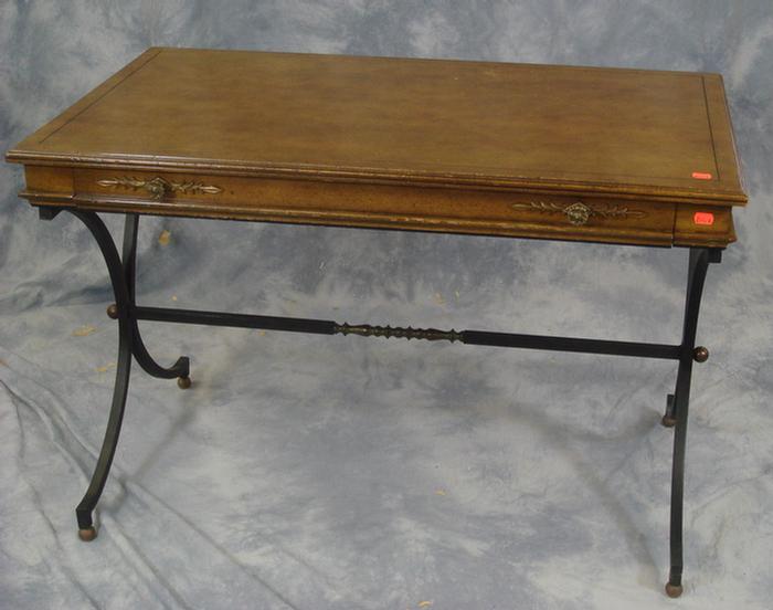 Appraisal: Italian campaign style writing desk fruitwood top on a klysmos