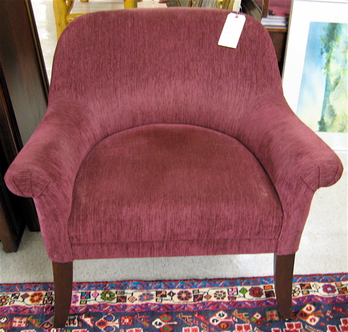 Appraisal: PAIR OF UPHOLSTERED ARMCHAIRS American recent manufacture with plum upholstery