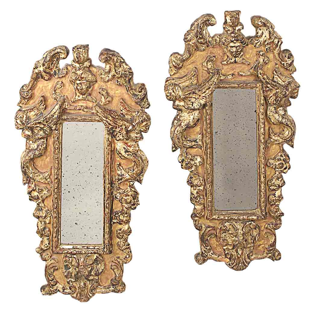 Appraisal: Pair of Italian Baroque Painted and Parcel Gilt Mirrors th