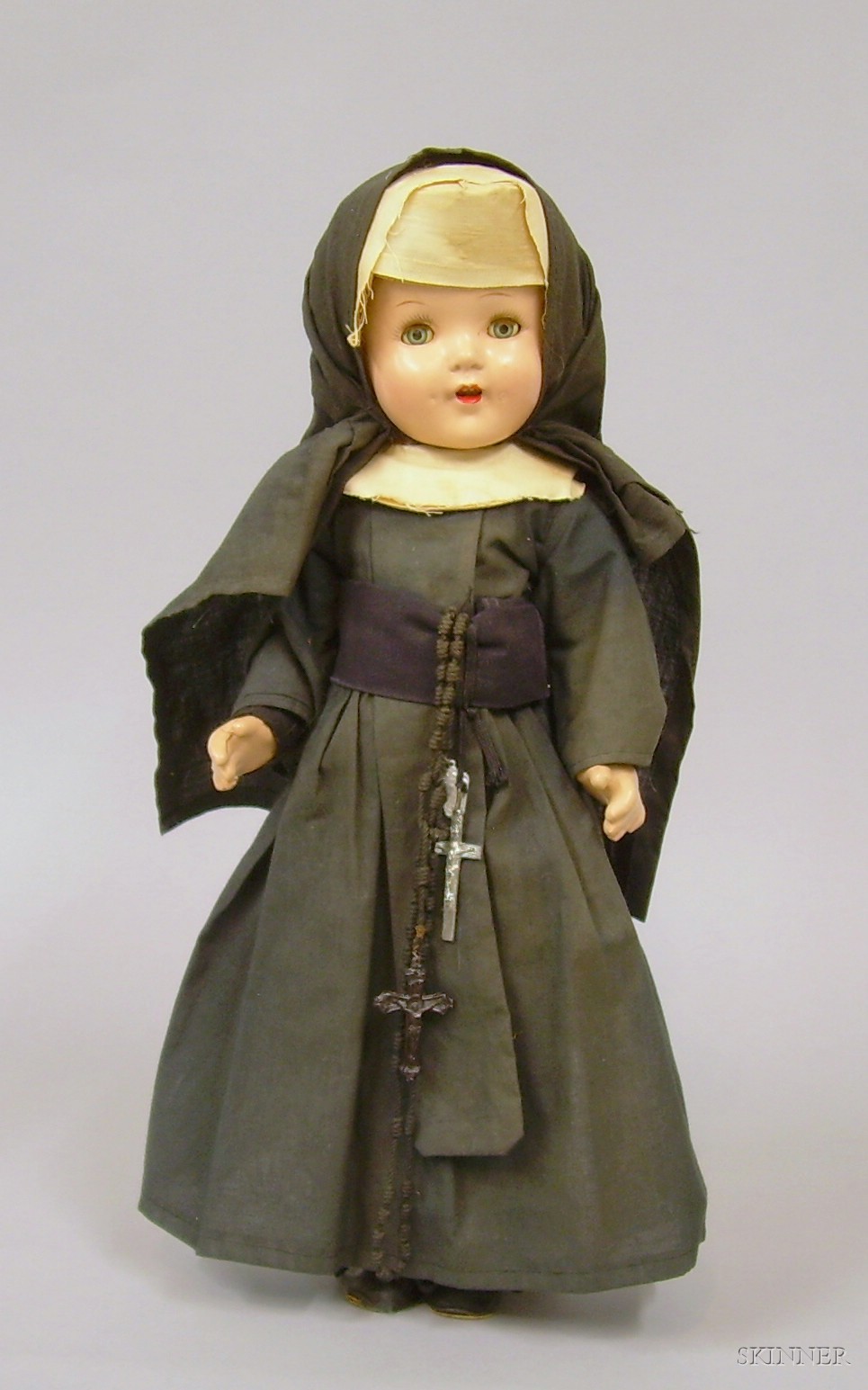 Appraisal: Composition Nun Doll c s with sleeping blue steel eyes