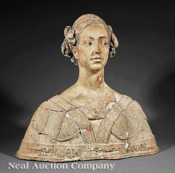 Appraisal: A Continental Terracotta Bust of a Medieval Lady th c