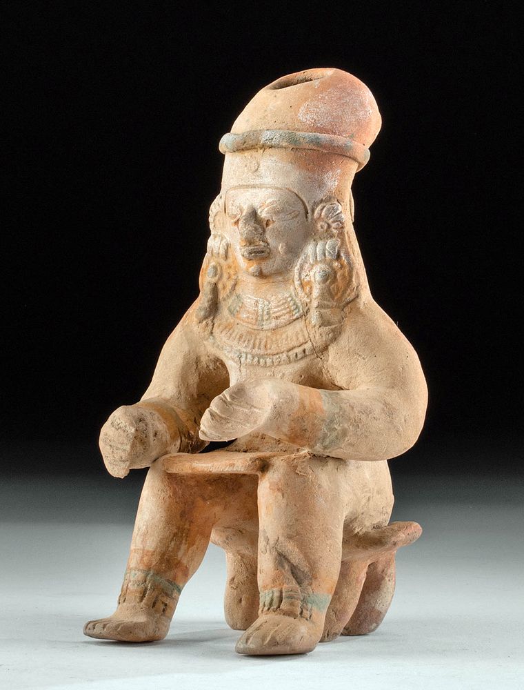 Appraisal: Jamacoaque Pottery Seated Figure w Nice Pigmentation Pre-Columbian Ecuador Jamacoaque