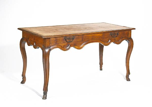 Appraisal: A Louis XV oak bureau plat The rectangular top with