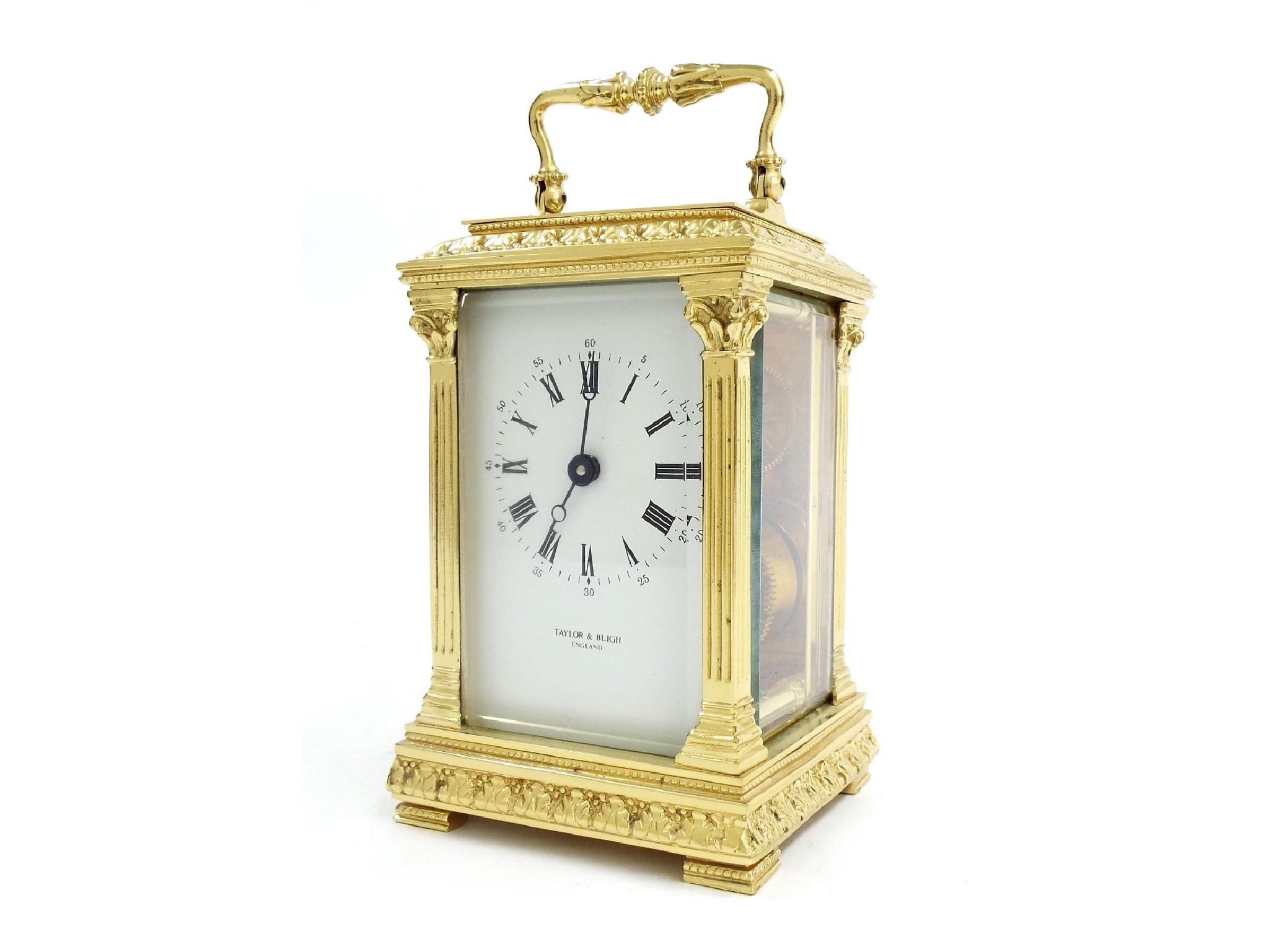 Appraisal: Taylor Lye of England gilt-brass carriage clock with bevelled glass