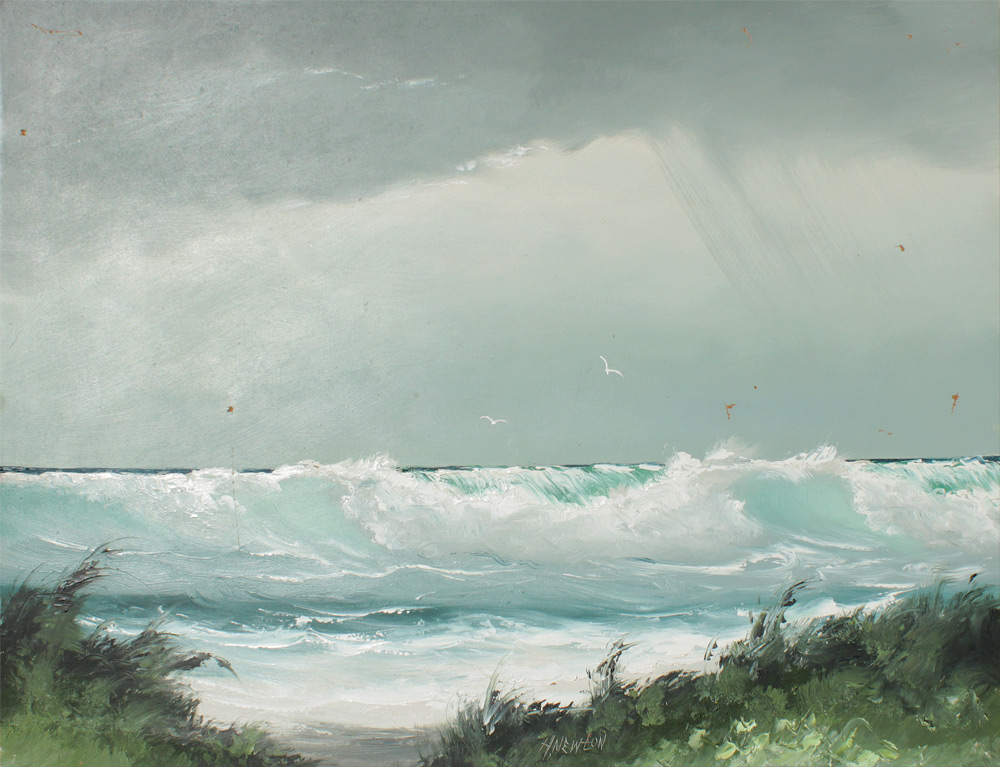 Appraisal: NEWTON Harold American - Florida Highwaymen Stormy Ocean scene Oil