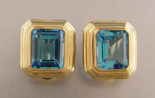 Appraisal: CT SWISS BLUE TOPAZ EARRINGS K yellow gold earrings contain