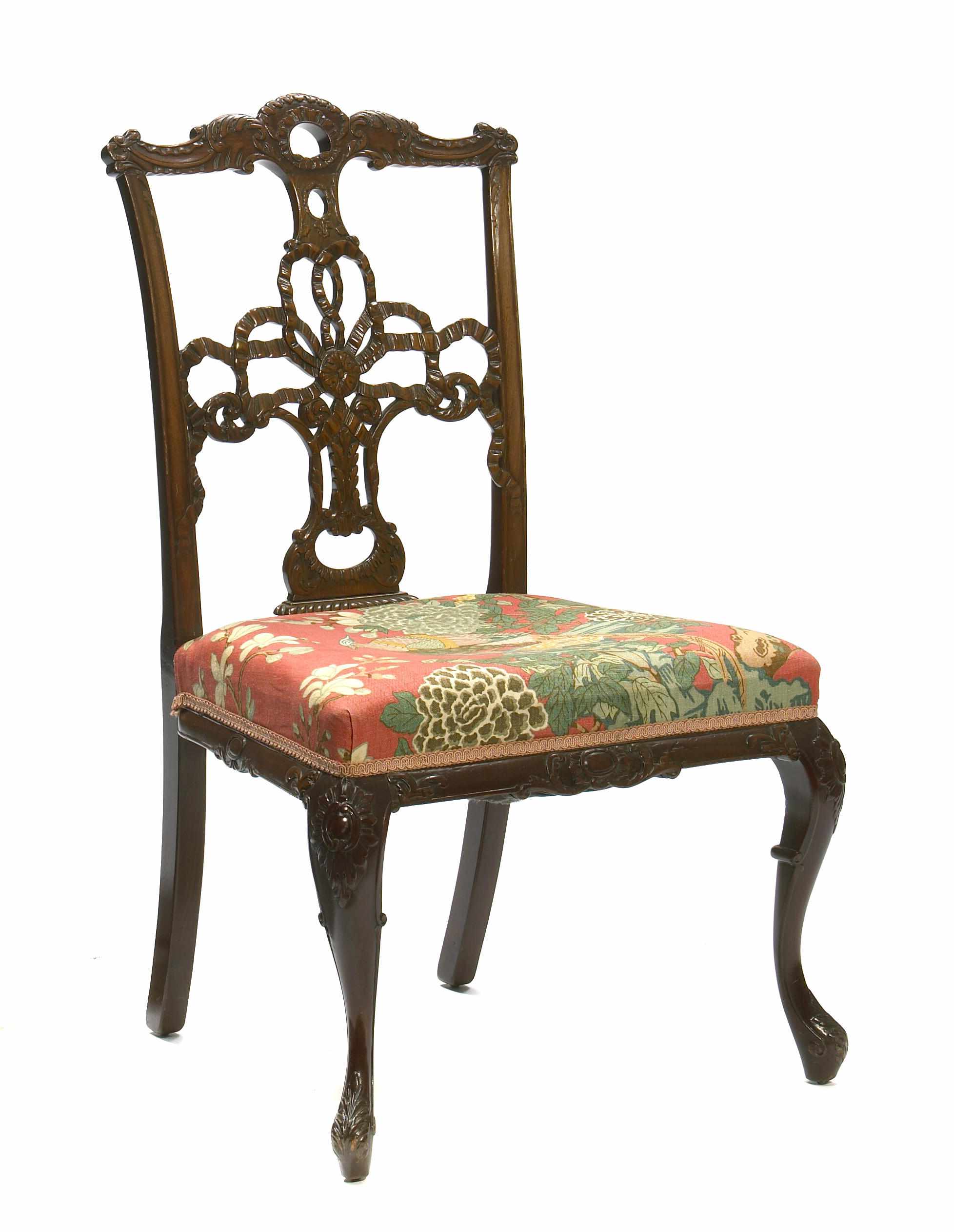 Appraisal: A George II style carved mahogany and padouk side chair