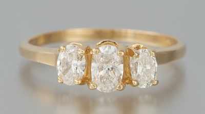 Appraisal: A Ladies' Three Stone Diamond Ring k yellow gold ring