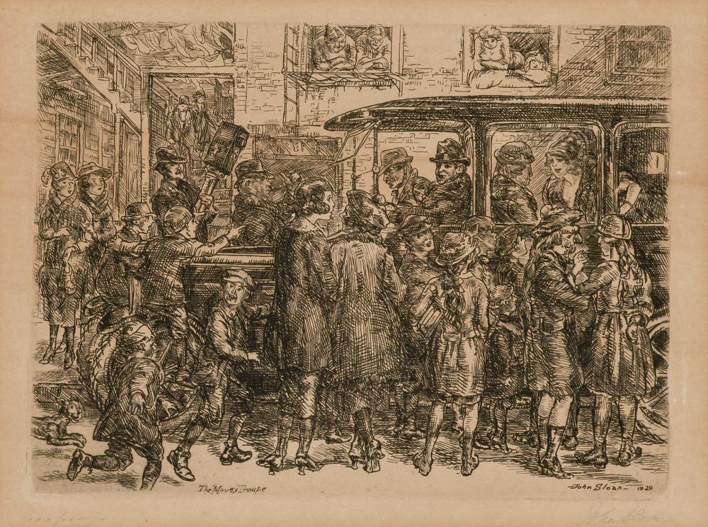 Appraisal: JOHN FRENCH SLOAN American - The Movey Troupe etching on