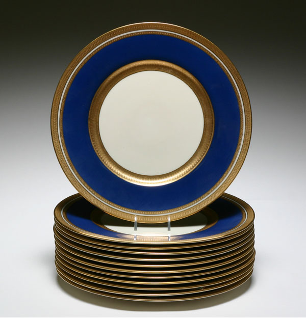 Appraisal: Lenox cobalt dinner plates with gilt rims Marshall Field Co