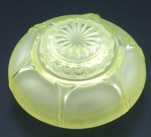 Appraisal: R LALIQUE Inkwell Nenuphar clear and frosted with yellow patina