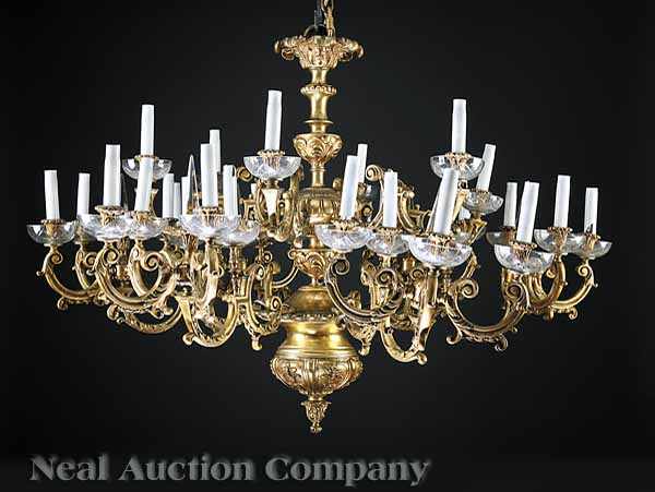 Appraisal: An Antique R gence-Style Gilt Bronze Thirty-Light Chandelier with crystal