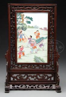 Appraisal: FRAMED PORCELAIN PLAQUE FRAMED PORCELAIN PLAQUE China th century The