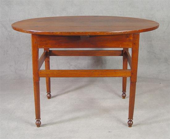 Appraisal: Walnut Oval Top Tavern Table Mid th Century Block and