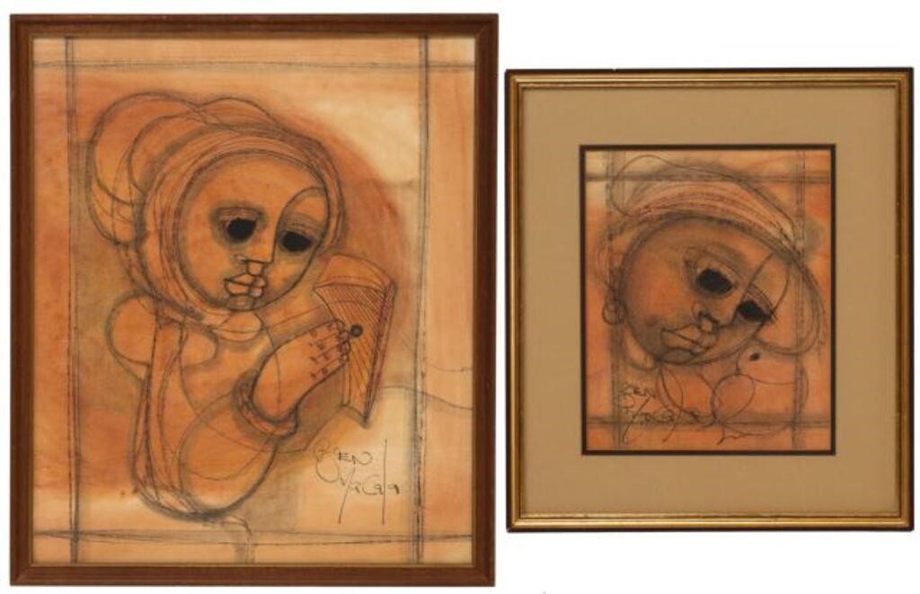 Appraisal: lot of Framed pastel drawings on paper Ben Macala Benjamin