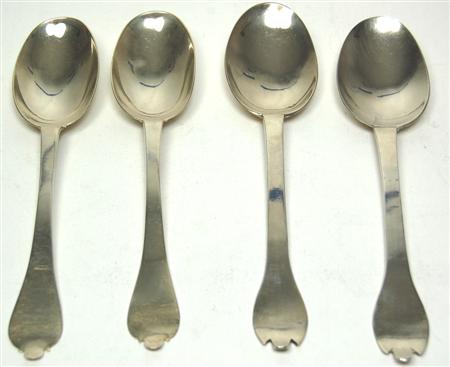 Appraisal: A group of four silver dog nose spoons marks worn