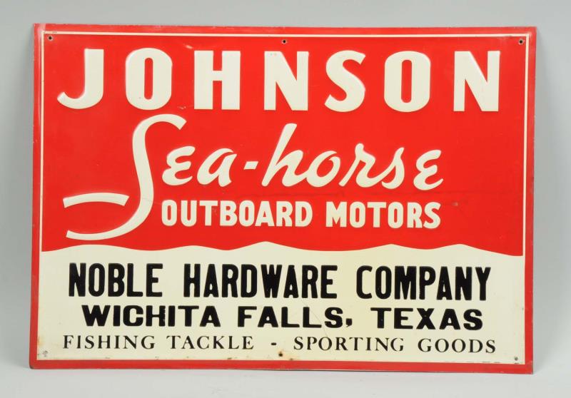 Appraisal: Embossed Tin Johnson Outboard Motors Ad Sign This original sign