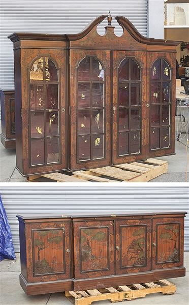 Appraisal: Large breakfront cabinet top piece with three sections of shelving