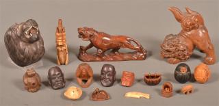 Appraisal: Lot of Antique and Vintage Carved Wood Figurines Including carved