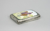 Appraisal: Gorham Porcelain and Sterling Silver Cigar Box Hand painted porcelain