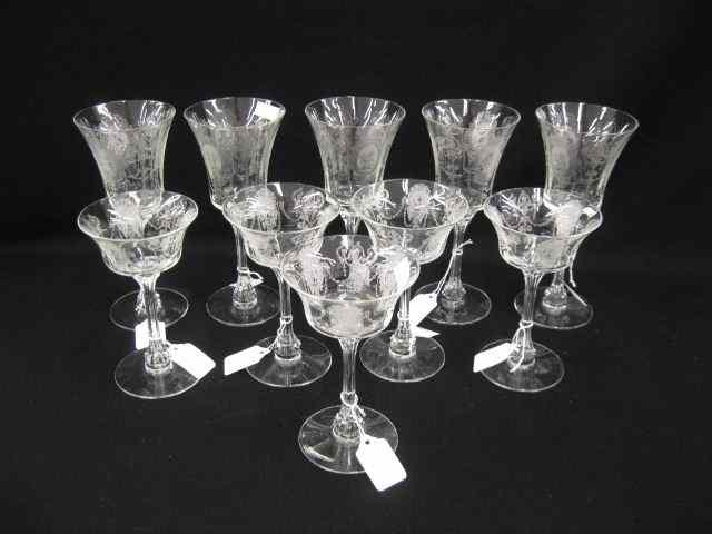 Appraisal: pcs Heisey ''Minuet'' Crystal Stemware goblets and wines excellent