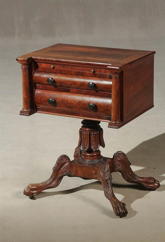 Appraisal: Classical Satinwood and Rosewood Inlaid Mahogany Work Table Philadelphia Circa