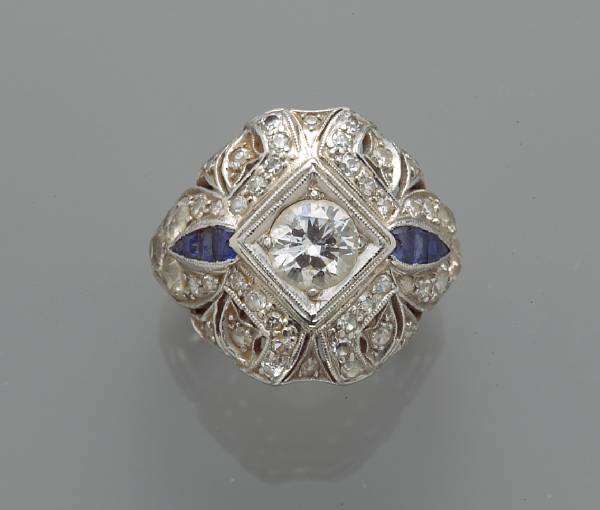 Appraisal: An art deco diamond ring estimated total diamond weight carats