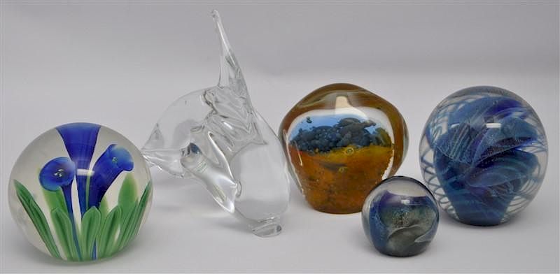 Appraisal: ART GLASS SIGNED PAPERWEIGHTS ORIENT FLUME - Small signed Eickholt