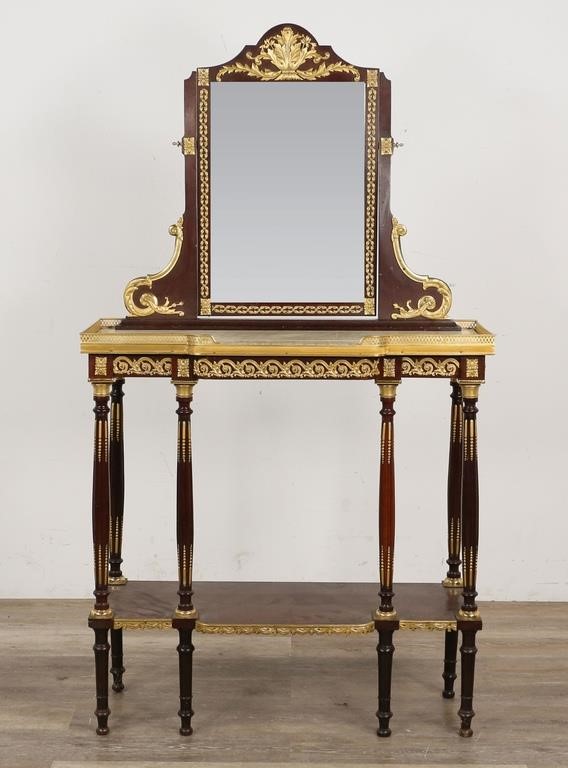 Appraisal: French Empire style marble topped vanity Early th century Mahogany