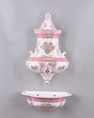 Appraisal: A Faience Lavabo Consisting of three pieces of hand decorated