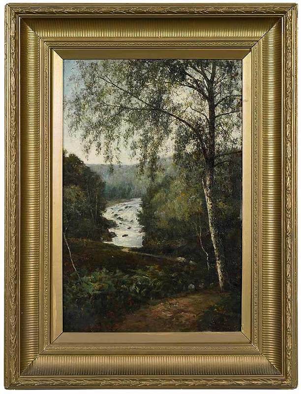 Appraisal: Continental School Landscape Painting th century Waterfall signed indistinctly lower