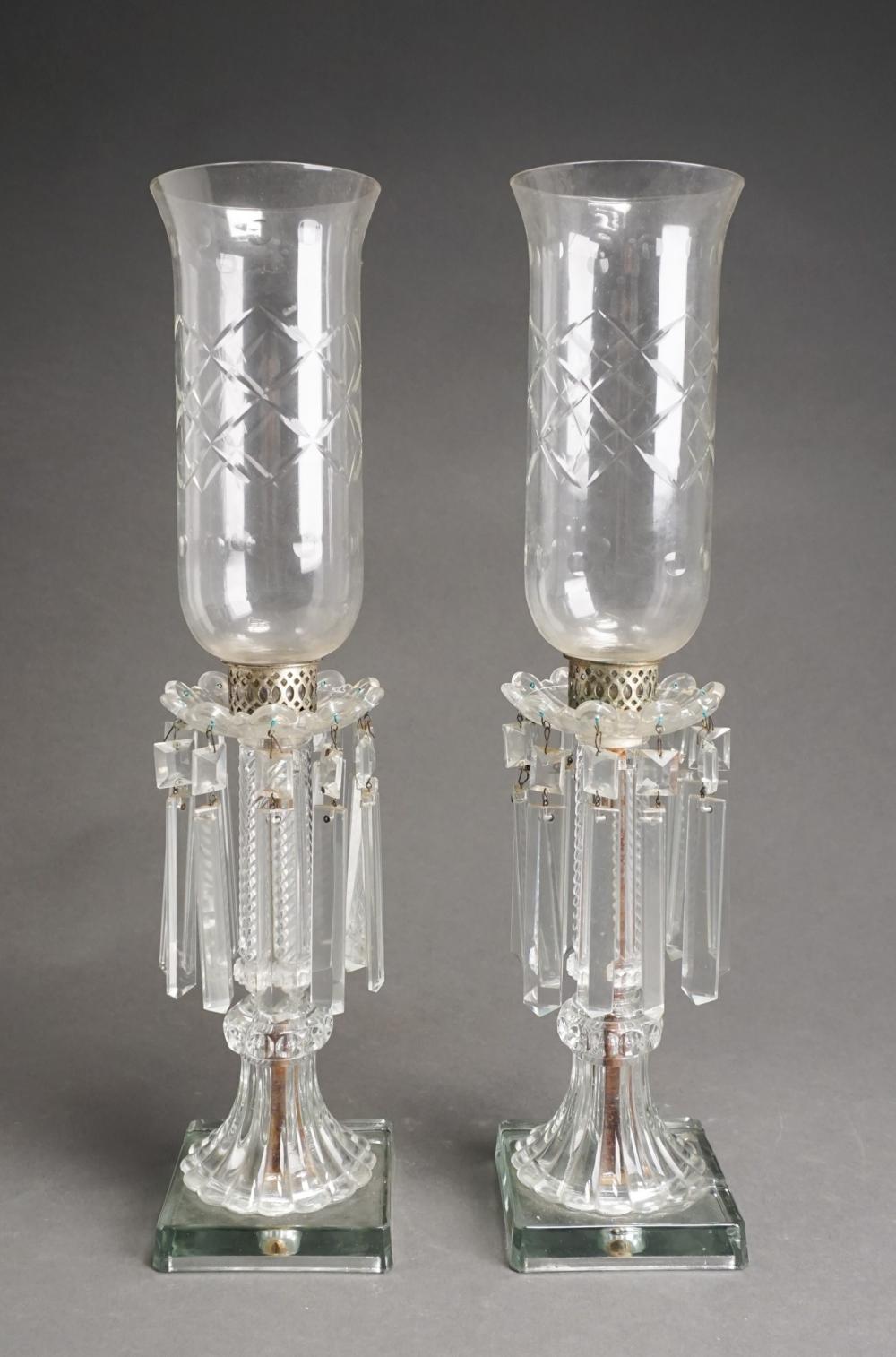 Appraisal: Pair of Molded Glass Lustres H in cm