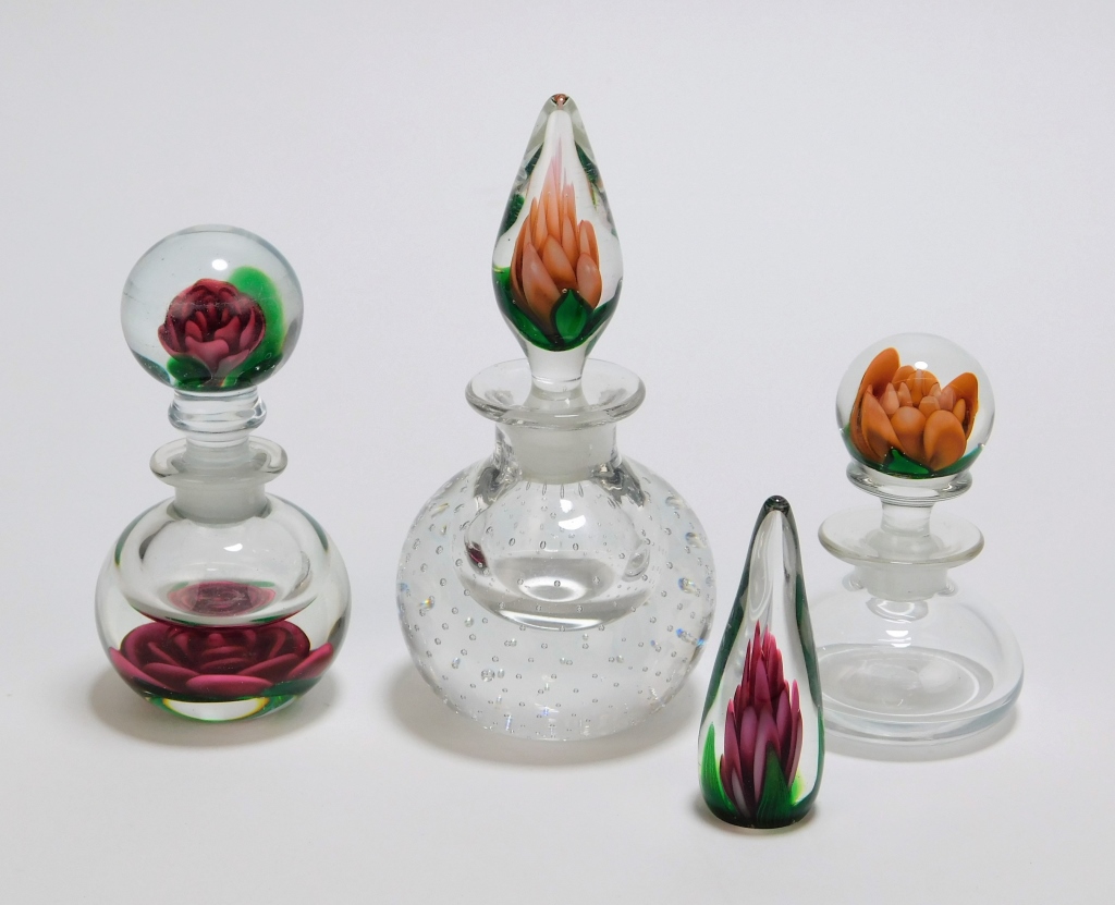 Appraisal: PC CHARLES KAZIUN JR GLASS PERFUME BOTTLE GROUP Massachusetts -