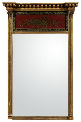 Appraisal: Federal eglomise pier mirror leaf and floral decorated eglomise panel