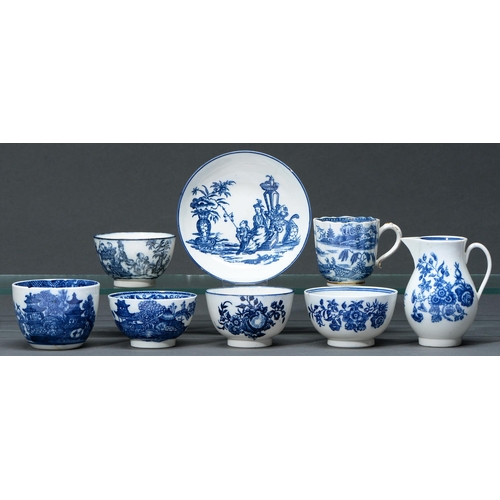 Appraisal: Five Caughley blue and white tea bowls a coffee cup