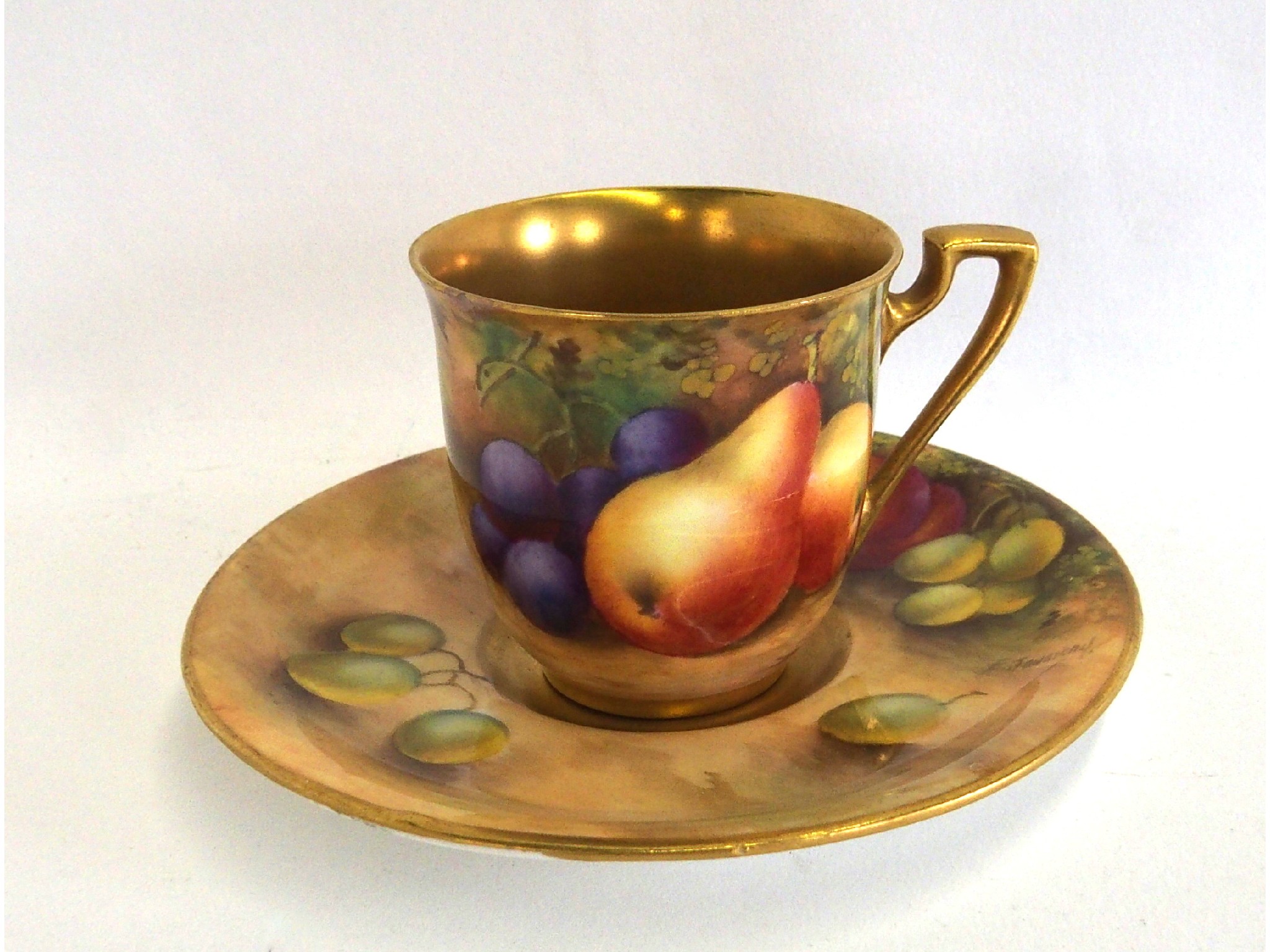 Appraisal: Royal Worcester cabinet cup and saucer painted with fruit the