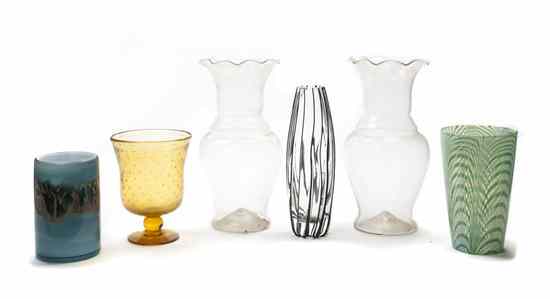 Appraisal: A Collection of Glass Vases comprising a studio example signed