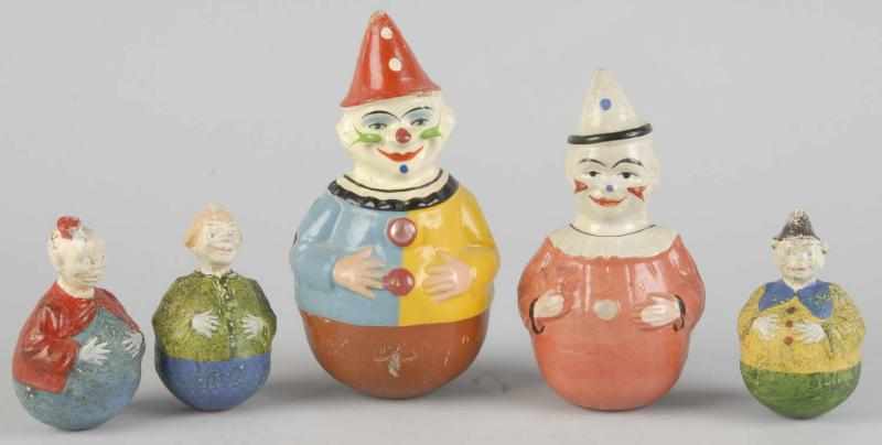 Appraisal: Lot of German Composition Roly Polys Description Includes two clowns