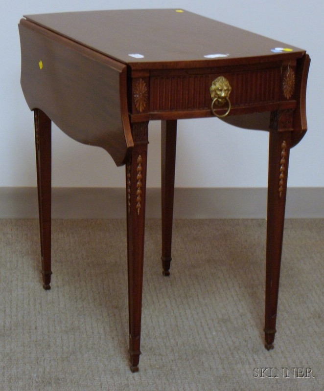 Appraisal: George III Style Carved Mahogany and Mahogany Veneer Drop-leaf Table