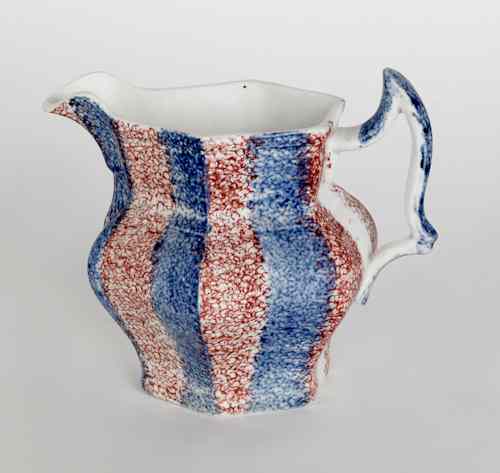 Appraisal: Red and blue rainbow spatter creamer h