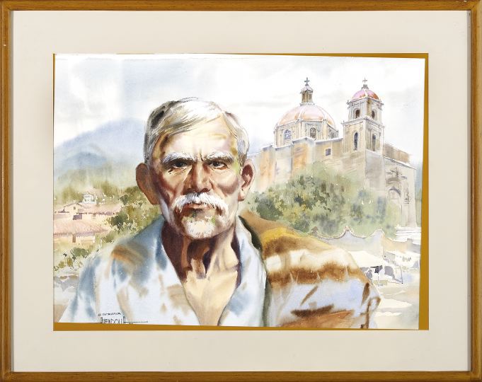 Appraisal: Luis Amendolla Mexican American Contemporary El Patriarcha watercolor sight x