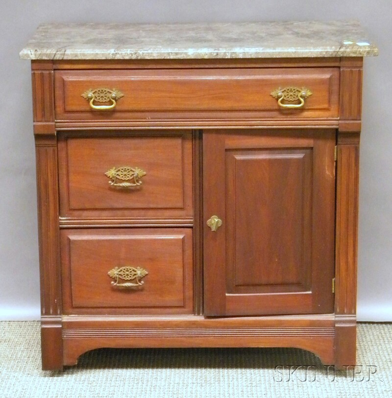 Appraisal: Victorian Gray Marble-top Walnut Commode