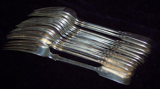 Appraisal: A set of twelve fiddle pattern dessert forks Charles Boyton