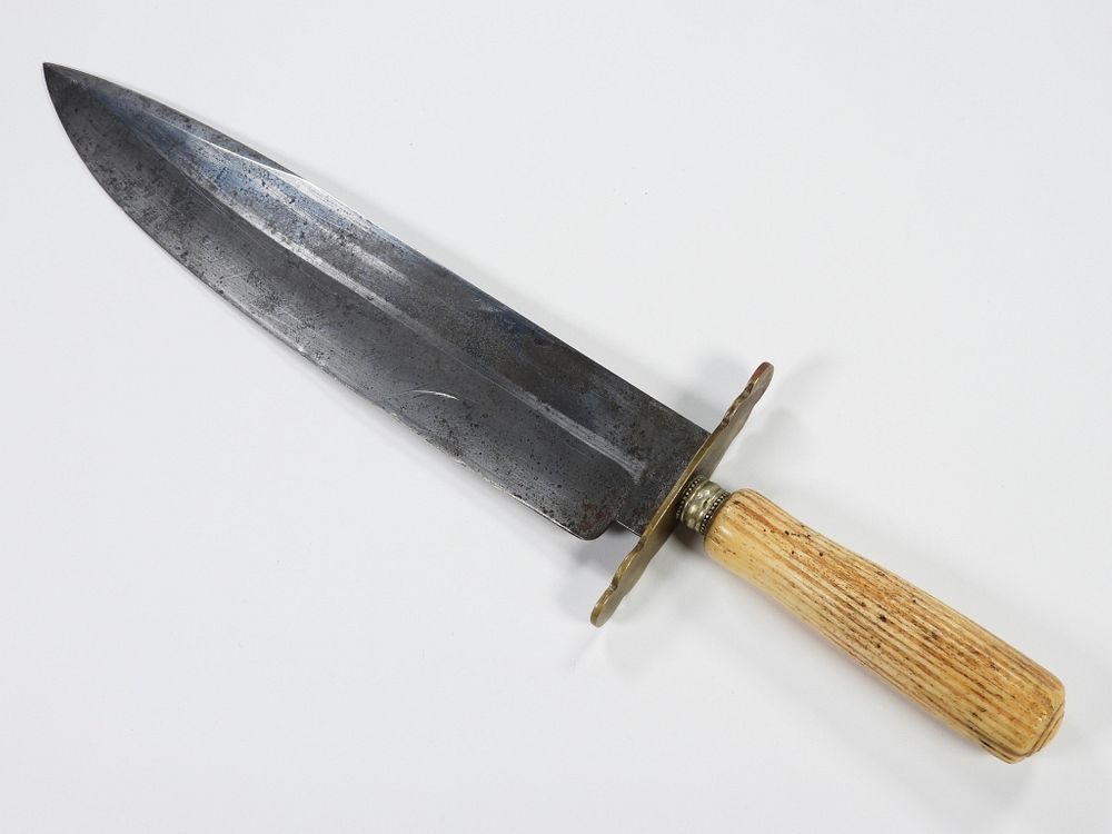 Appraisal: Congreve Bowie Knife England C s- s Bone reeded grip