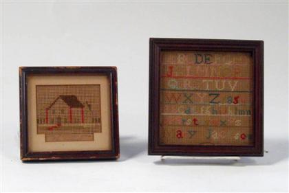 Appraisal: Two woolwork samplers mid- th century The first depicting six